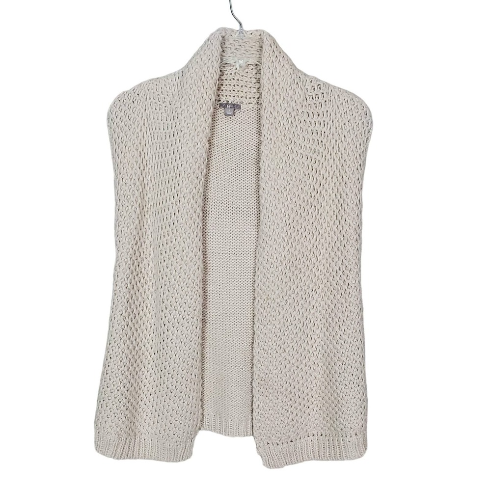 J Jill Ecru Aplaca Blend Sleeveless Open Chunky Knit Cardigan Sweater M